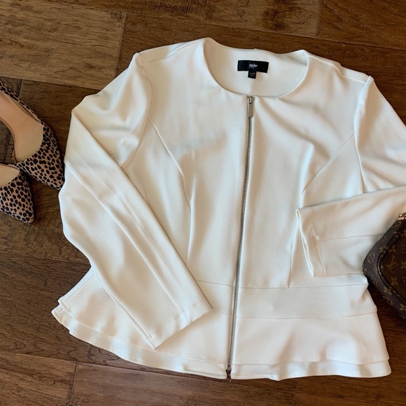 Mossimo Supply Co. Jackets & Blazers - Mossimo Winter White Peplum Structured Jacket